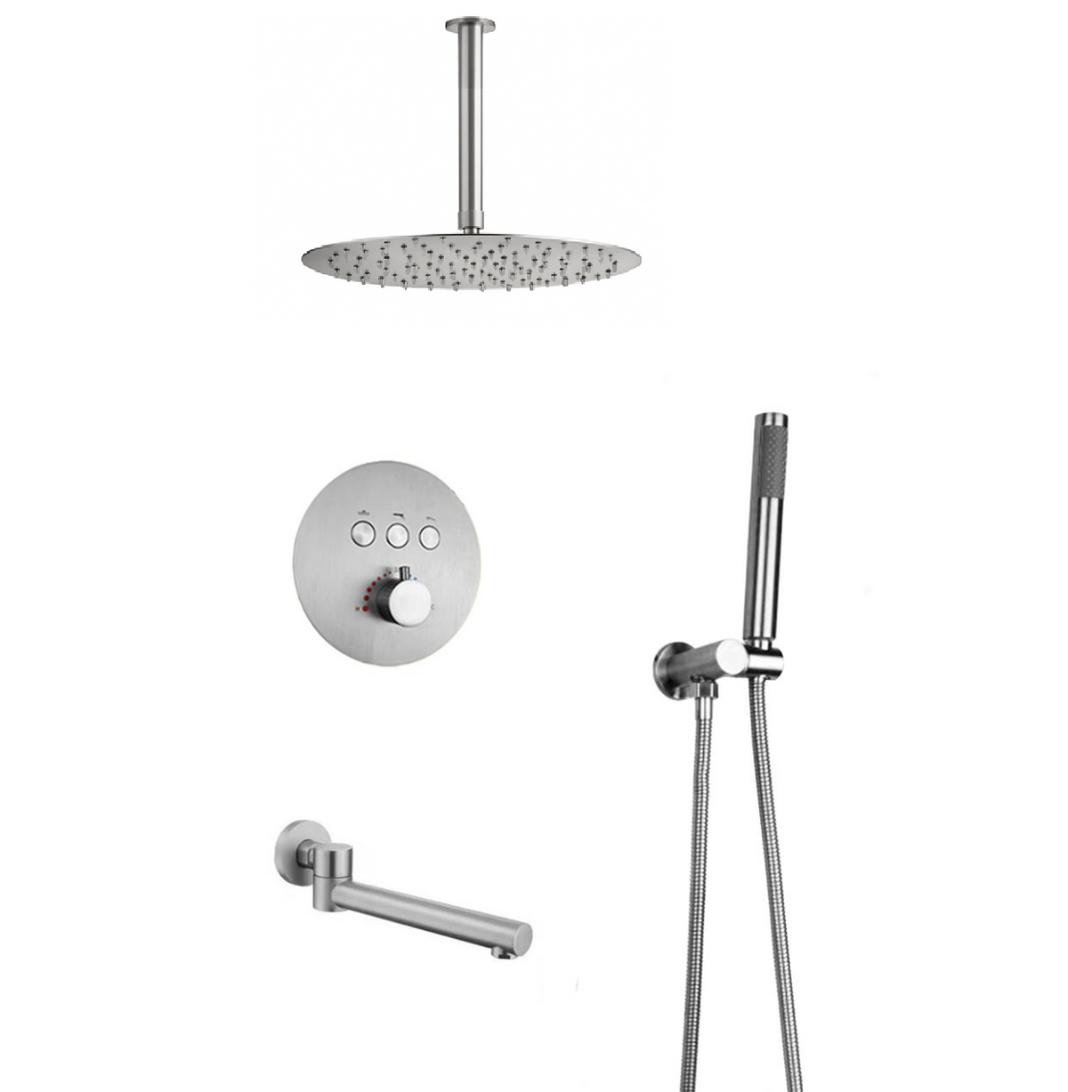 MAX Faucets Brushed Nickel 3-Function Thermostatic Shower System with ...