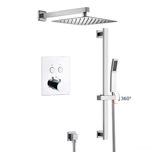 MAX Faucets | Thermostatic Shower System Two Functions With Push-buttons and Hand-Held Slide Bar, Pressure-Balance Valve Chrome
SKU: YM-MW9122THSB-C