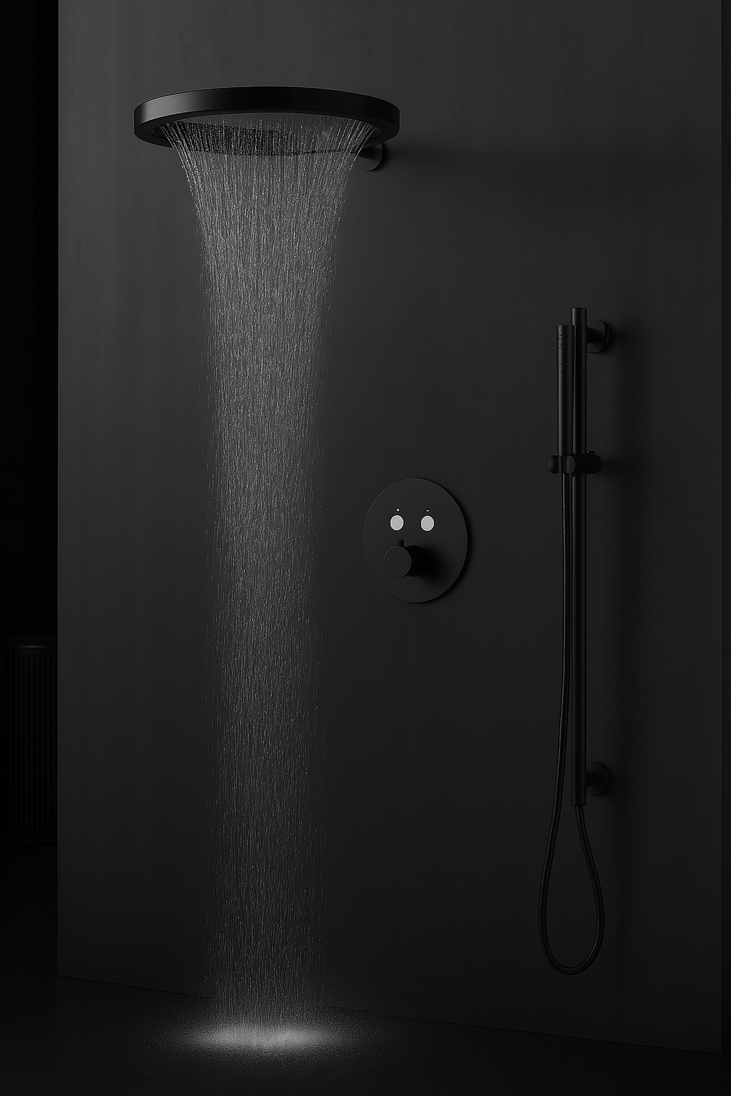 MAX Faucets Thermostatic Shower System with Luxury Round Shower Head, Push-Button Controls & Pressure-Balance Valve – Matte Black YM-RW8222THSB-MB