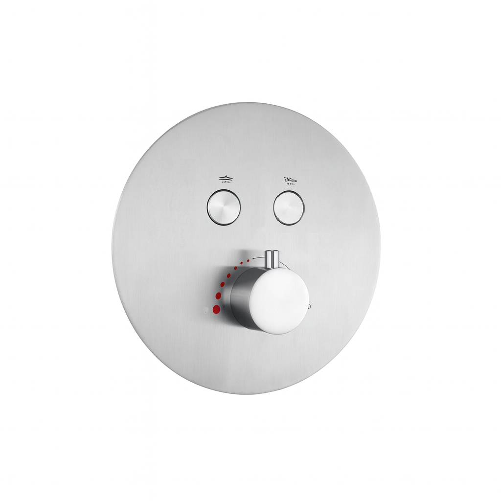 MAX Faucets Thermostatic Shower Valve – 2 Functions with Push Buttons, Pressure-Balance Valve – Brushed Nickel Finish 