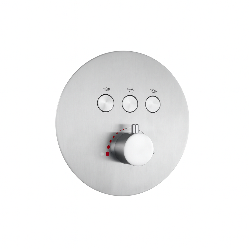MAX Faucets Thermostatic Shower Valve – Three Functions Pressure-Balance Valve – Brushed Nickel Finish 