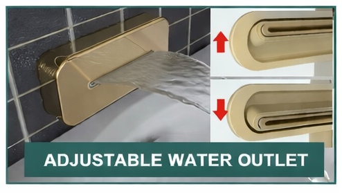 MAX Faucets Waterfall Movable Tub Spout Filler – Wall-Mounted, 180° Swivel, Brushed Gold Finish