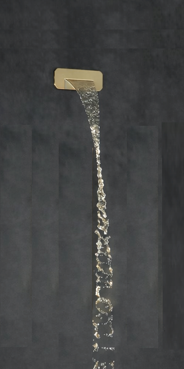 Brushed gold waterfall bathtub spout by MAX Faucets luxury ceiling shower system