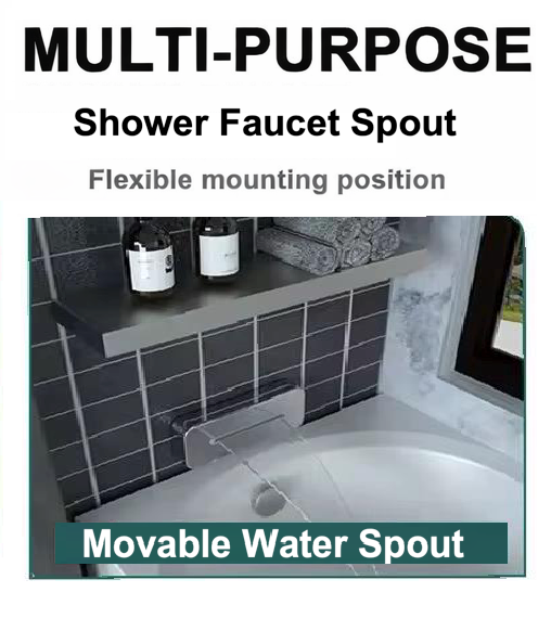 MAX Faucets Waterfall Movable Tub Spout Filler – Wall-Mounted, 180° Swivel, Chrome Finish