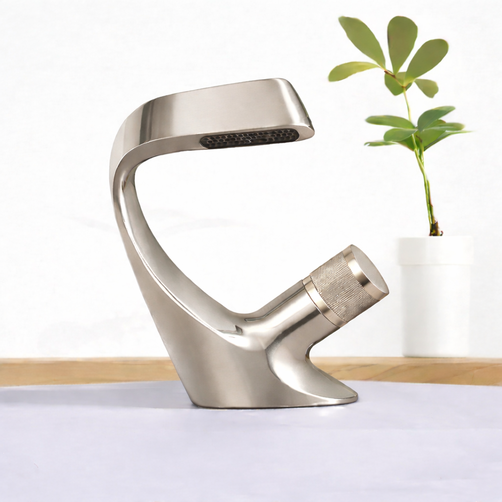 MAX Faucets® Waterfall Side Knob Bathroom Faucet – Brushed Nickel Contemporary Design