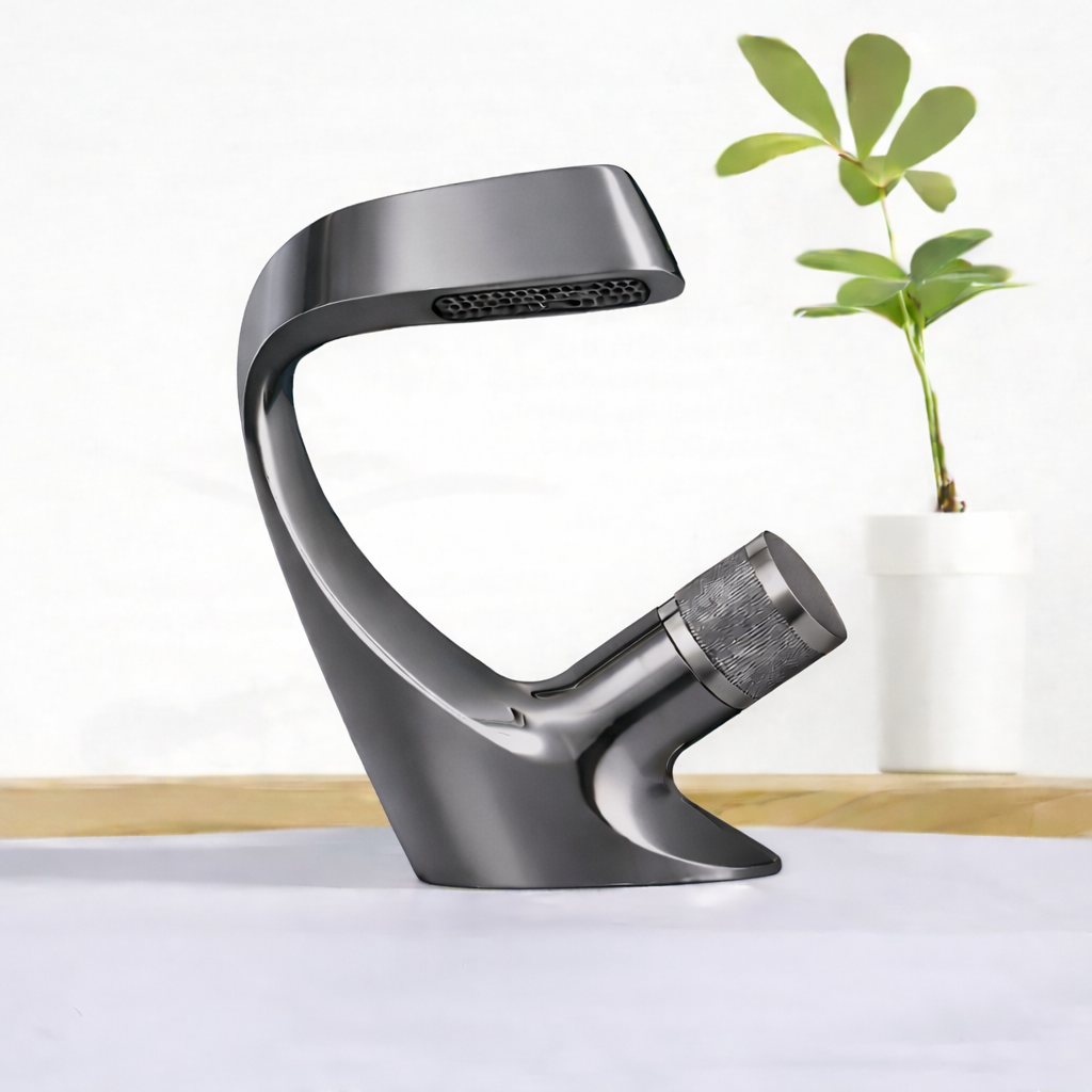 MAX Faucets® Waterfall Side Knob Bathroom Faucet – Gun Gray Contemporary Design