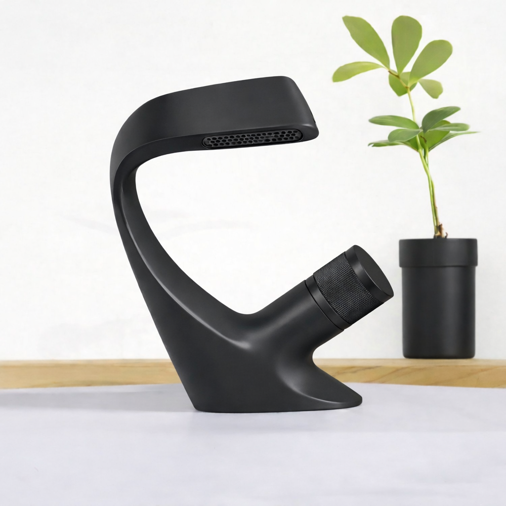 MAX Faucets® Waterfall Side Knob Bathroom Faucet – Matte Black Contemporary Design