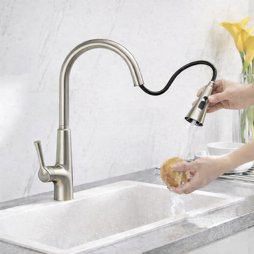 MAX Faucets Brushed Nickel Touchless Kitchen Faucet with Motion Sensor Activation Filling Glass Pitcher