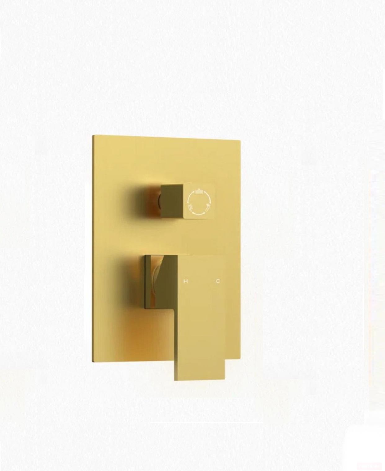 MAX Faucets Replacement Shower Valve Plate with Handle and Knob – Brushed Gold