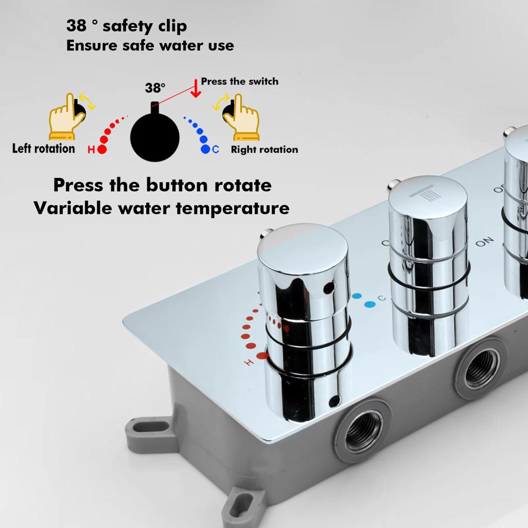 MAX Faucets | Chrome Pressure Balance Thermostatic Shower Valve – 3-Function with Knob Control