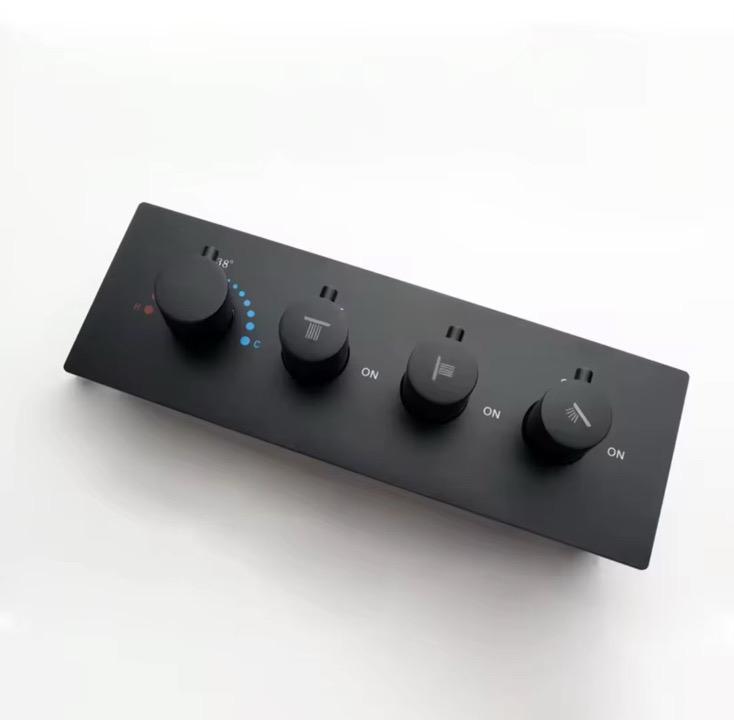 MAX Faucets | Matte Black Pressure Balance Thermostatic Shower Valve – 3-Function with Knob Control