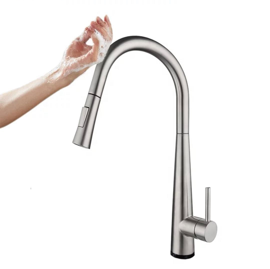 MAX Faucets Smart Touch Kitchen Faucet – 18" Single Handle Pull-Out Sprayer, Hands-Free Sensor, Brushed Nickel Finish