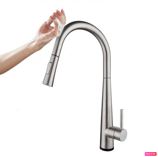 Smart Touch Kitchen Faucet Single Handle Pull-Out 18" Brushed Nickel Finish