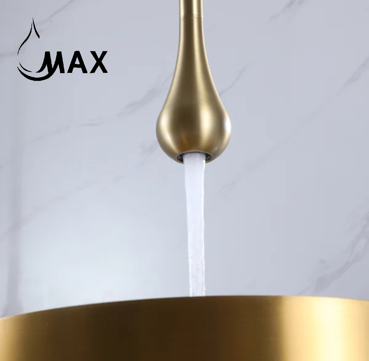 Ceiling Bathroom Faucet With Wall Mounted Hand Control Brushed Gold Finish