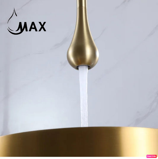 Ceiling Bathroom Faucet With Wall Mounted Hand Control Brushed Gold Finish