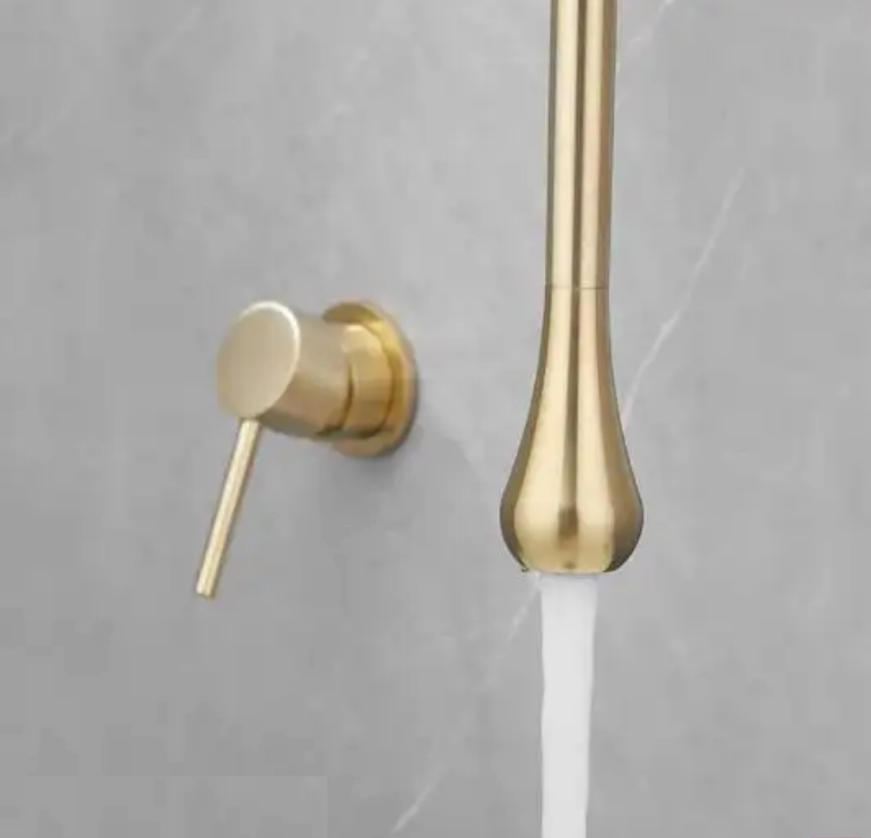 Ceiling Bathroom Faucet With Wall Mounted Hand Control Brushed Gold Finish