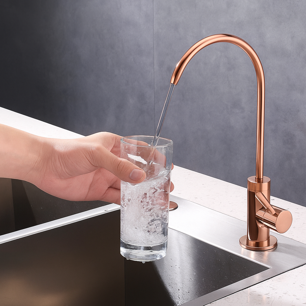 MAX Faucets Rose Gold Water Filter Faucet – Single Handle, Non-Air Gap, Drinking Water & Beverage Tap