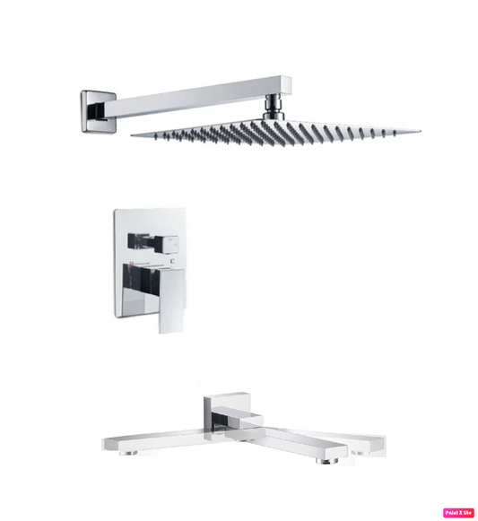 Bathtub-Shower System Two Function Swirling Spout With Pressure-Balance Valve Chrome Finish Square Design