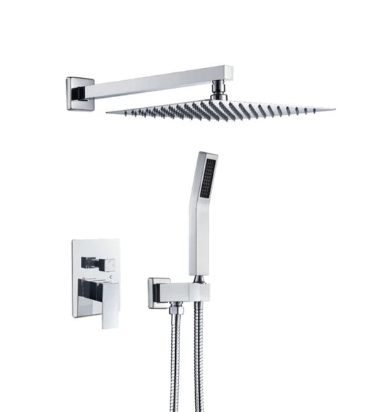 Square Shower System Two Functions With Pressure-Balance Valve Chrome Finish