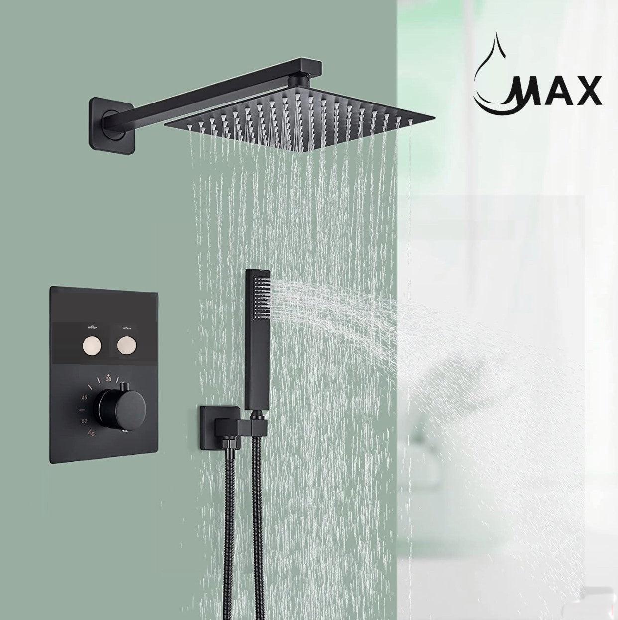 Thermostatic Shower System Two Functions With Push-buttons Pressure-Balance Valve Matte Black Finish