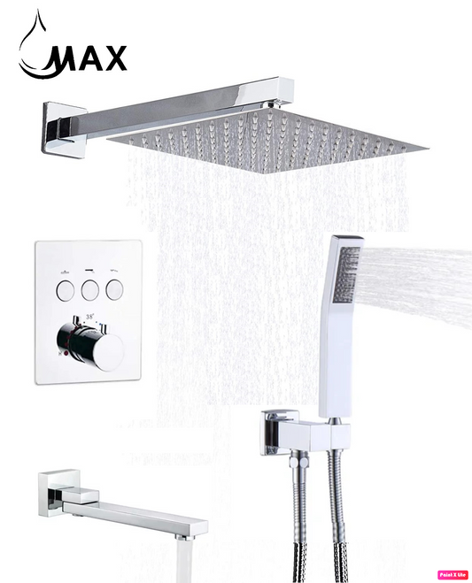 Thermostatic Shower System Three Functions With Pressure Balance Valve Chrome Finish