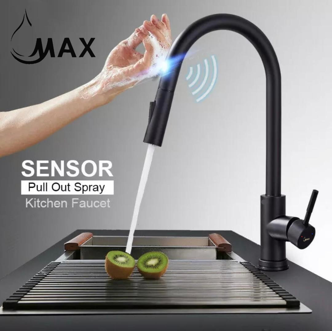 Smart Touch Kitchen Faucet 16" Single Handle Pull-Out – Matte Black Finish | MAX Faucets