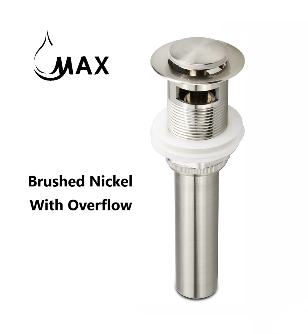 Small Cap Pop Up Bathroom Sink Drain Assembly With Overflow Brushed Nickel