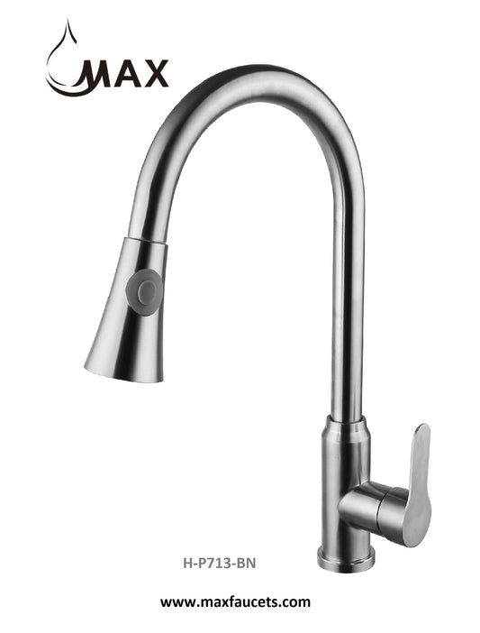 Single Handle Pull-Out Kitchen Faucet 16.5" In Brushed Nickel Finish