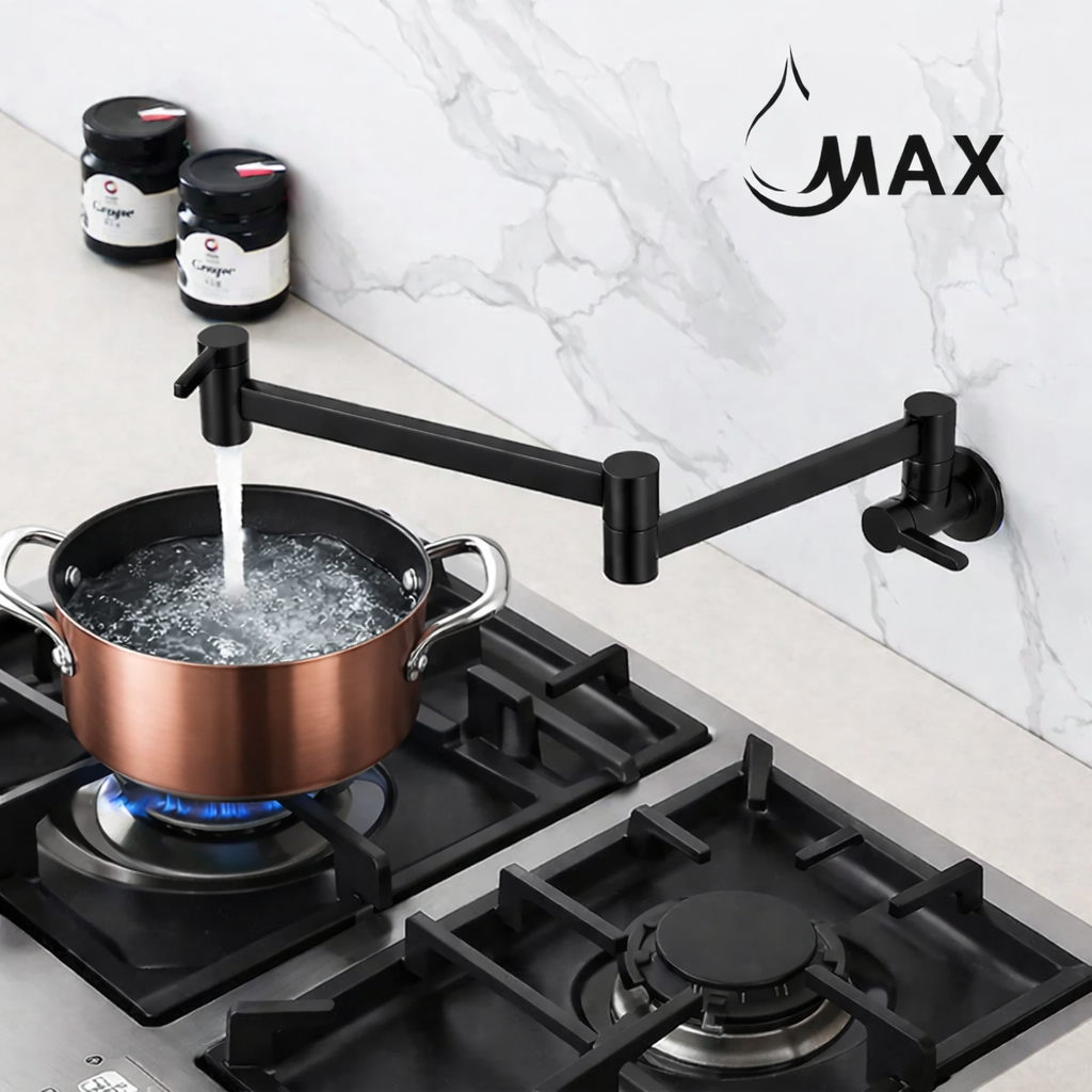 Pot Filler Faucet Double Handle Classic Wall Mounted 20" With Accessories Matte Black Finish