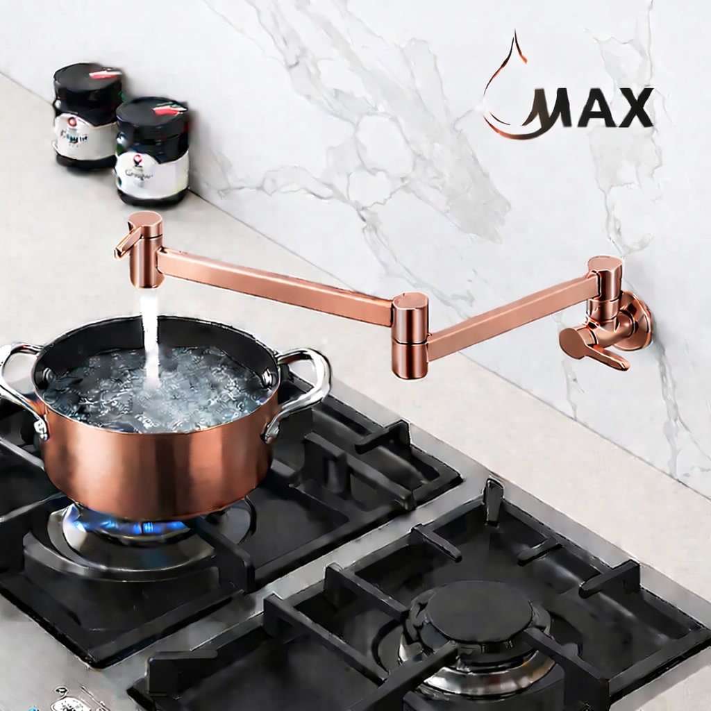 Pot Filler Faucet Double Handle Classic Wall Mounted 20" With Accessories Rose Gold Finish