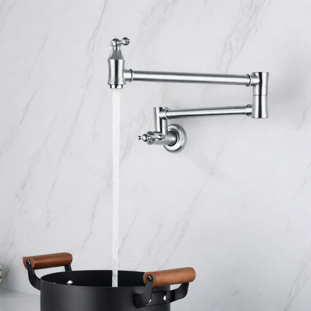 MAX Faucets Pot Filler Faucet Double Handle Traditional Wall Mounted 27" With Accessories Chrome Finish
SKU: PF-2004-C