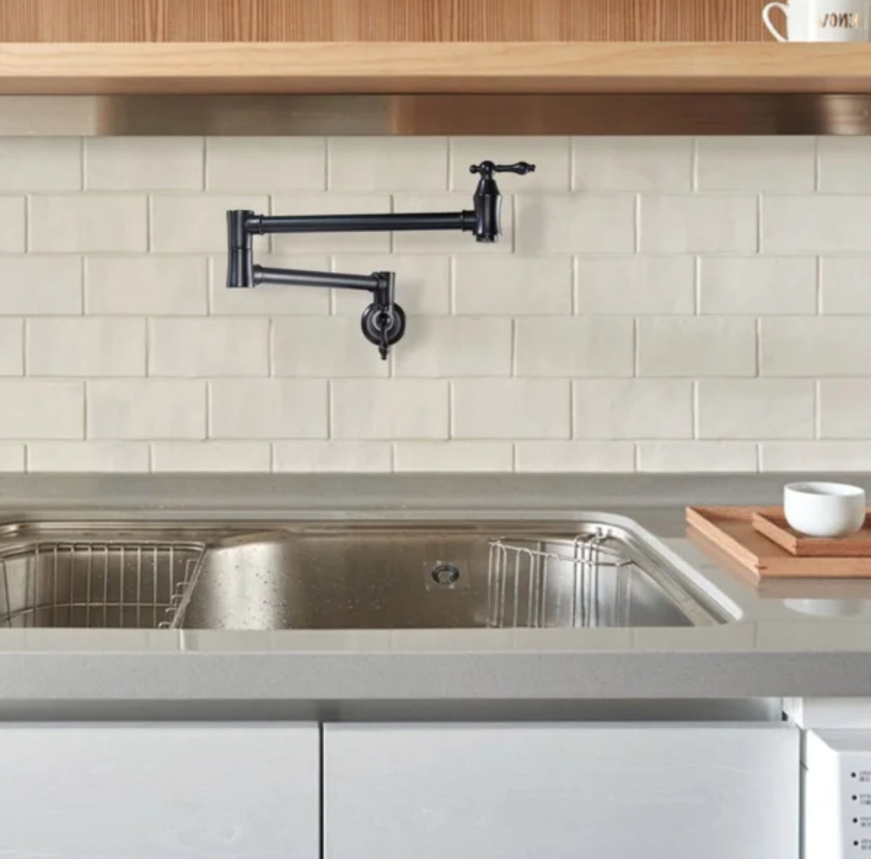 Pot Filler Faucet Double Handle Traditional Wall Mounted 27" With Accessories Matte Black Finish
SKU: PF-2004-MB