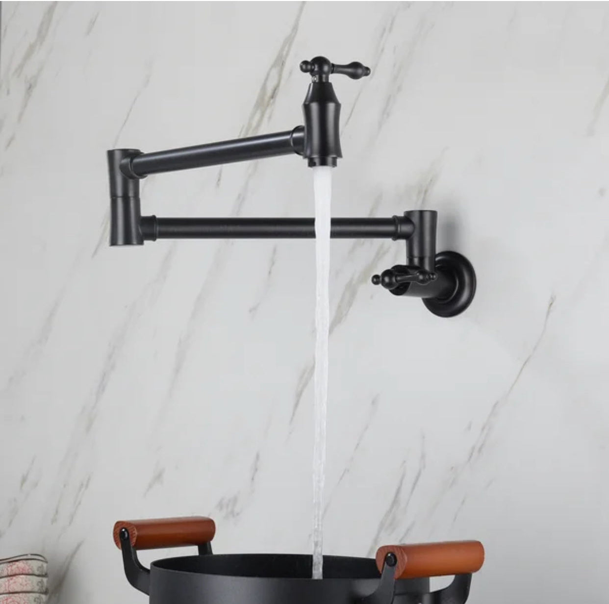 Pot Filler Faucet Double Handle Traditional Wall Mounted 27" With Accessories Matte Black Finish
SKU: PF-2004-MB