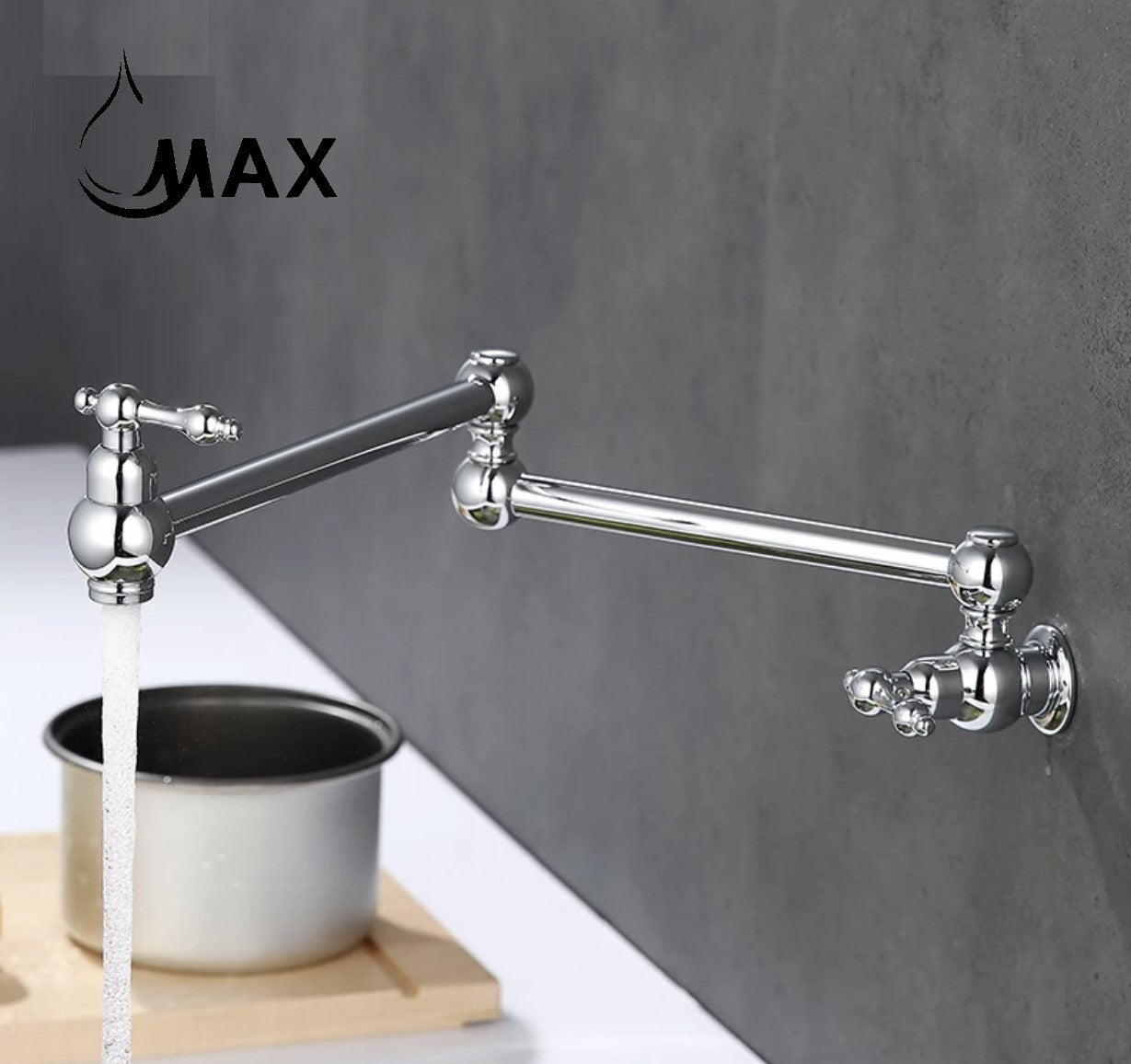 Pot Filler Faucet Double Handle Traditional Wall Mounted With Accessories 22" Chrome Finish
SKU: PF-2008-C