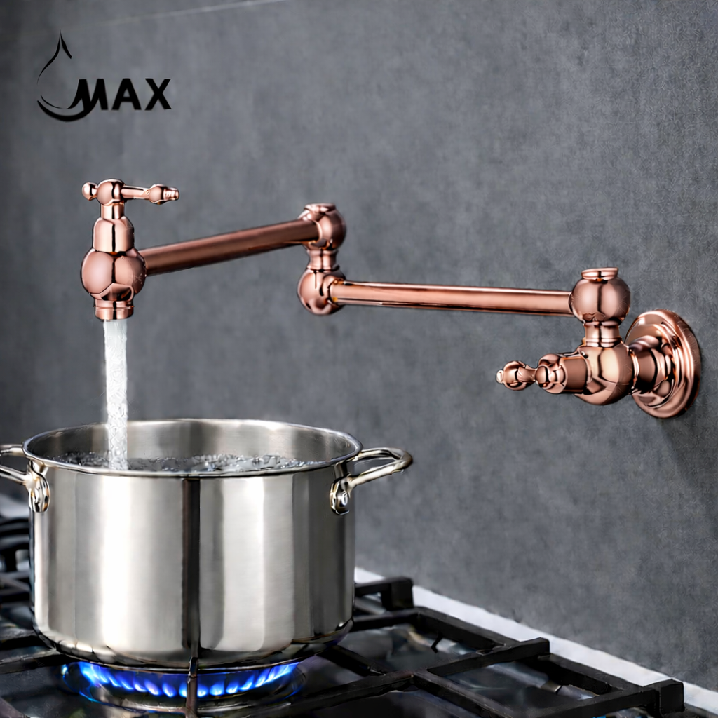 Pot Filler Faucet Double Handle Traditional Wall Mounted With Accessories 22" Rose Gold Finish