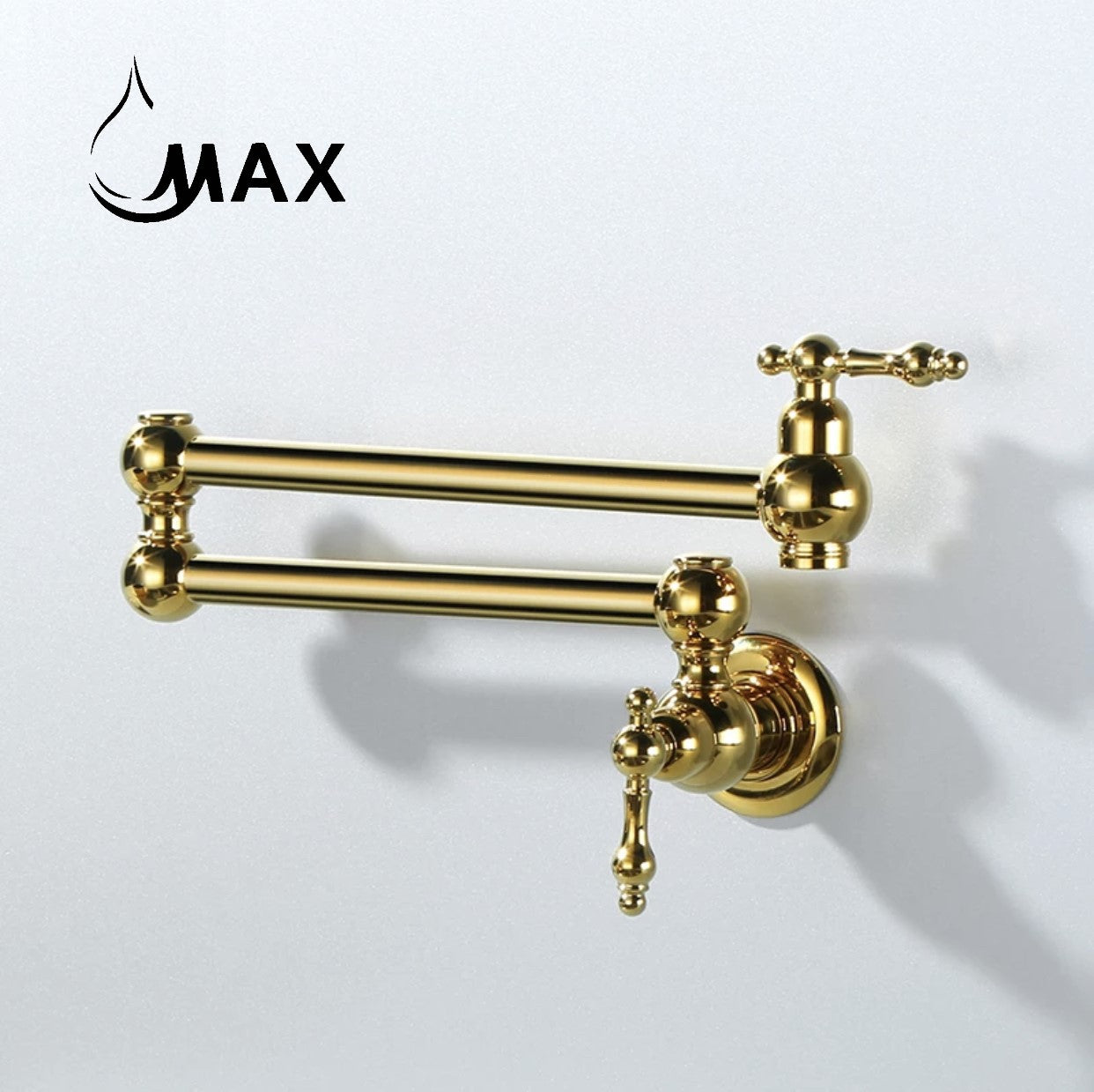 Pot Filler Faucet Double Handle Traditional Wall Mounted With Accessories 22" Shiny Gold Finish
SKU: PF-2008-SG