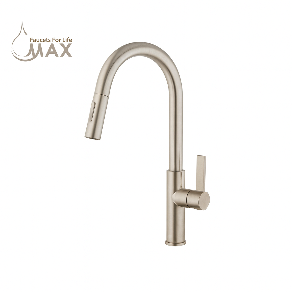 Pull-Out Kitchen Faucet – Single Handle, Brushed Nickel, 18” High-Arc NA-9276-BN