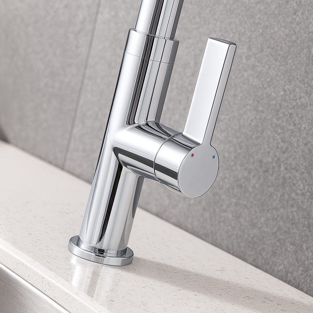 Pull-Out Kitchen Faucet – Single Handle, Chrome, 18” High-Arc NA-9276-C