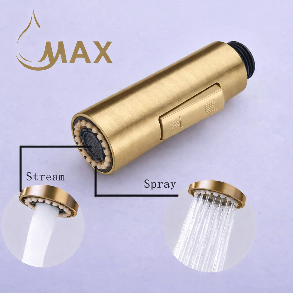 Replacement Kitchen Faucet Nozzle Head – Spray & Stream | Brushed Gold Finish