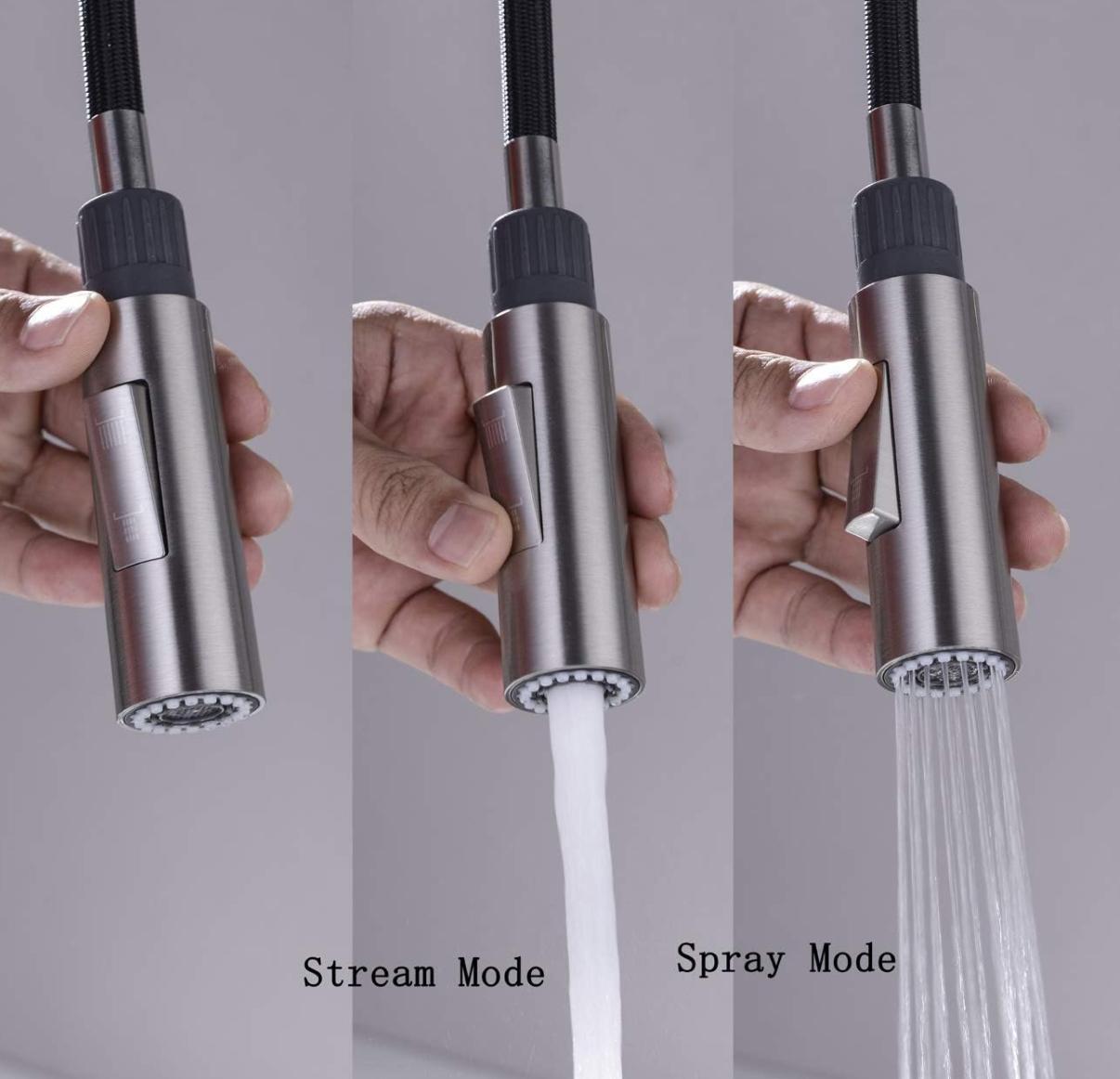 Replacement Kitchen Faucet Nozzle Head – Spray & Stream | Brushed Nickel Finish