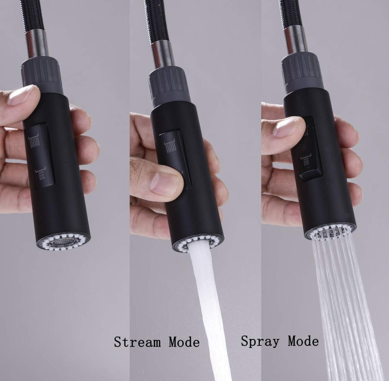 Replacement Kitchen Faucet Nozzle Head – Spray & Stream | Matte Black Finish