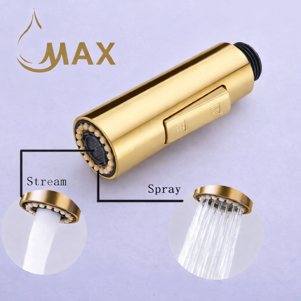 Replacement Kitchen Faucet Nozzle Head – Spray & Stream | Shiny Gold Finish
