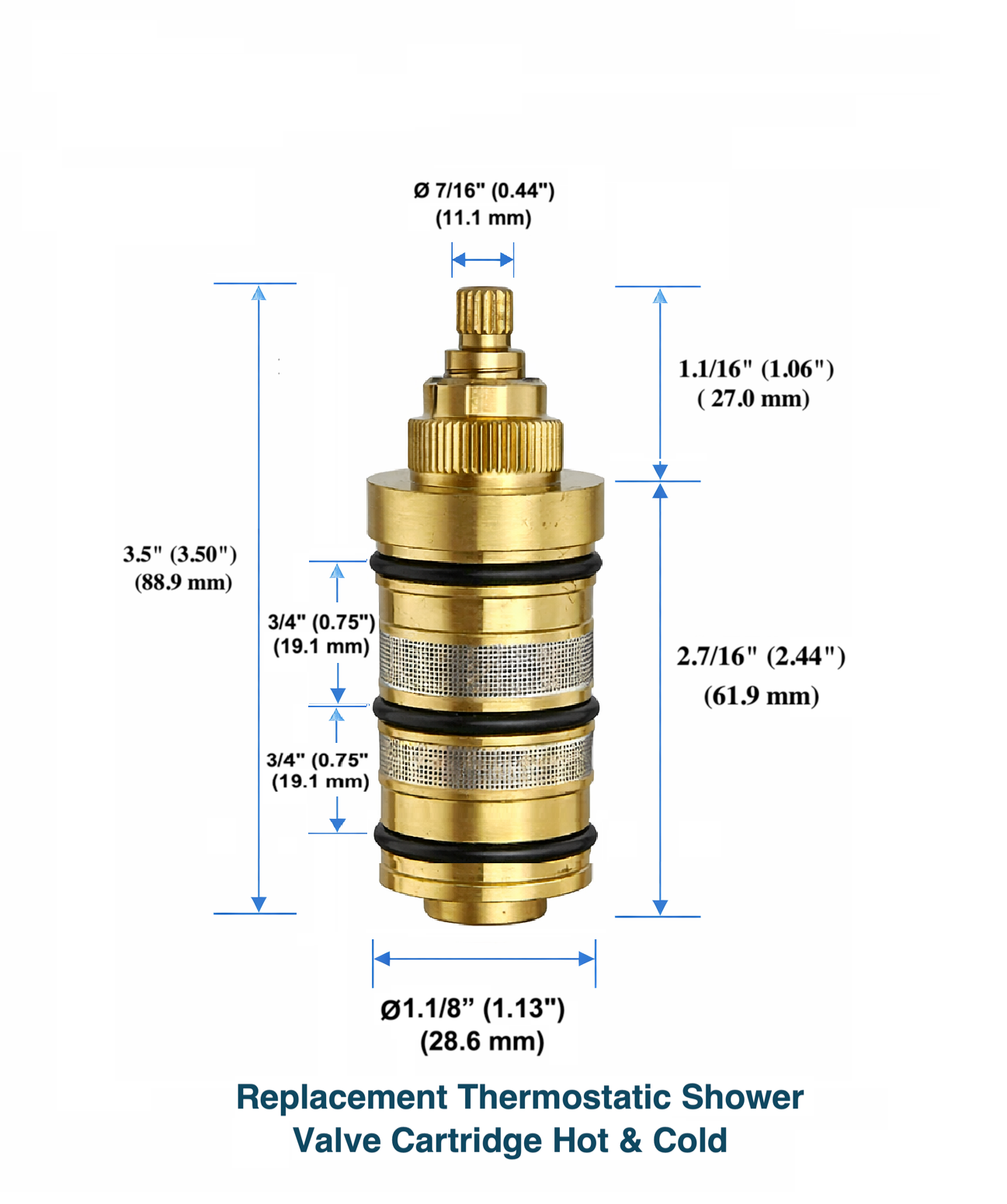 Replacement Thermostatic Shower Valve Cartridge Hot & Cold – Model M-TH7123MC-HC MAX Faucets