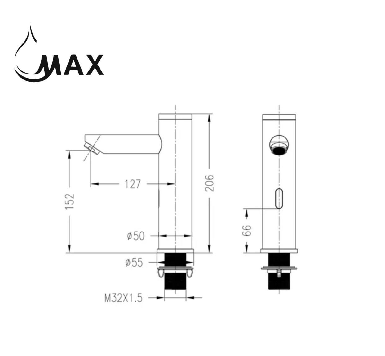MAX Faucets Hot and Cold Touchless Bathroom Faucet with Thermostatic Valve Control – Brushed Nickel Finish