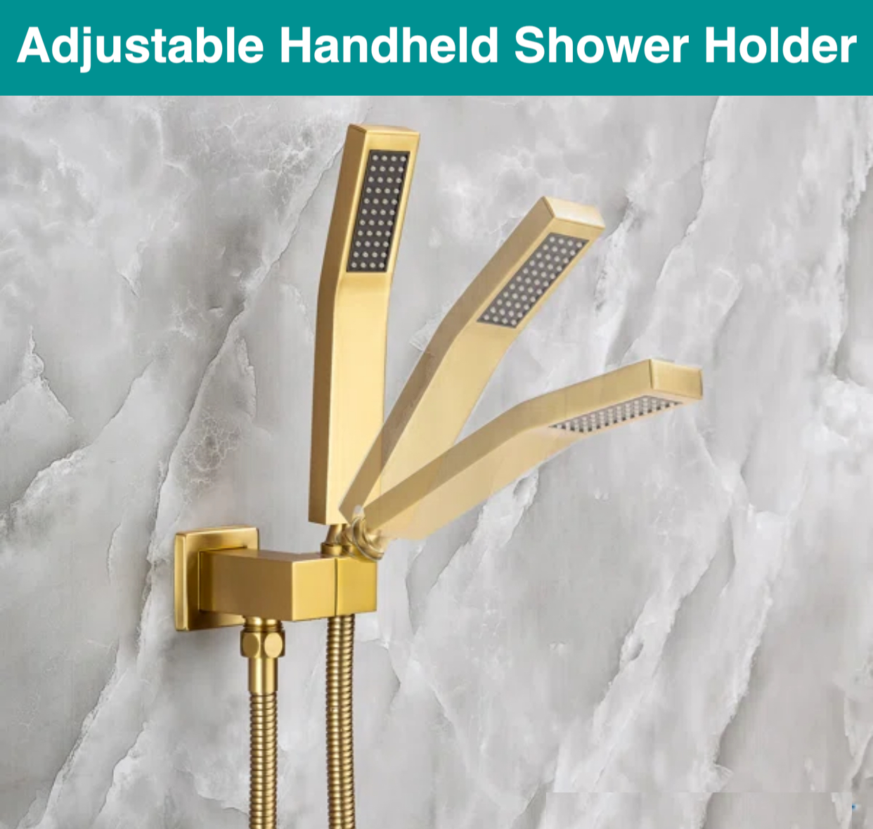 Tub Shower System Set – Three Functions with Waterfall Spout | Brushed Gold Finish