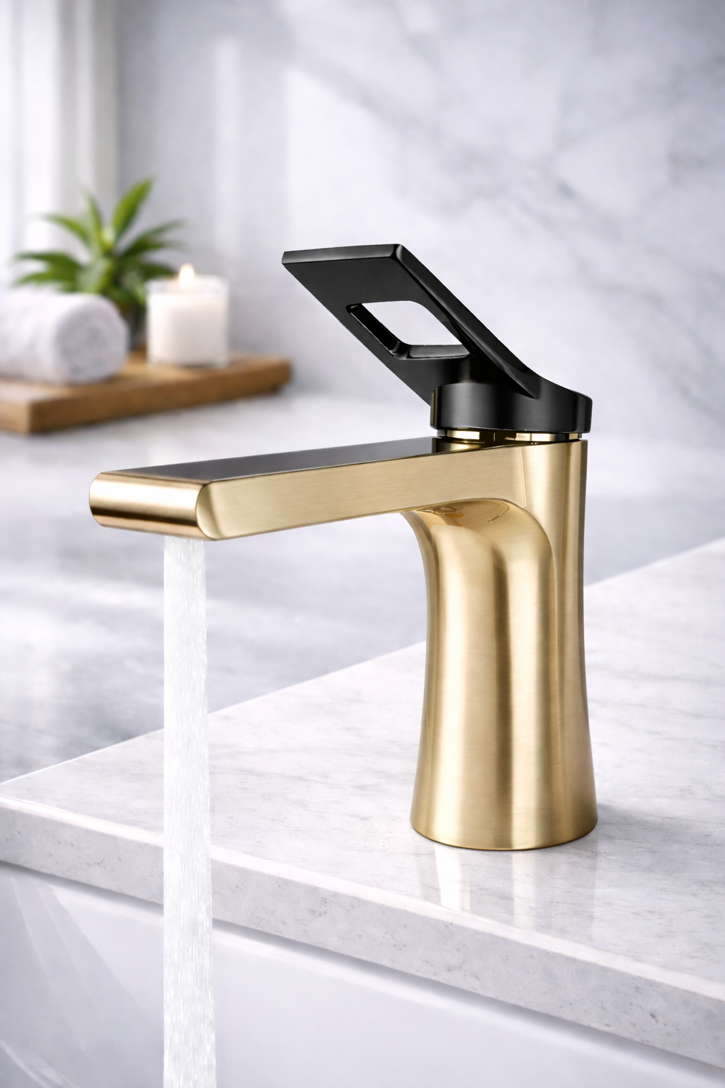 Brushed gold bathroom faucet with matte black handle MW-1906-B/GB by MAX Faucets