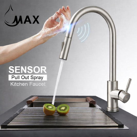 Smart Touch Kitchen Faucet 16" Single Handle Pull-Out – Brushed Nickel Finish | MAX Faucets MY-S2020-BN