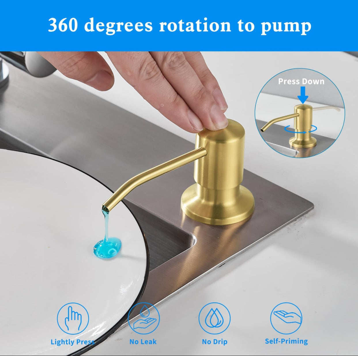 Soap & Lotion Dispenser Brushed Gold Finish MP-12111-BG