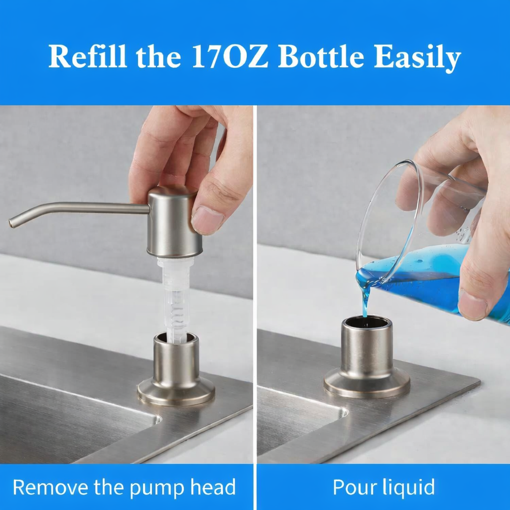 Soap & Lotion Dispenser – Brushed Nickel Finish | MAX Faucets MP-12111-BN