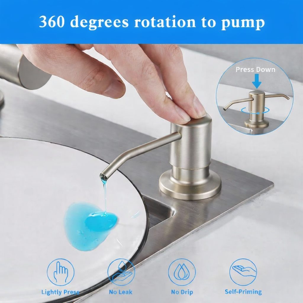 Soap & Lotion Dispenser – Brushed Nickel Finish | MAX Faucets MP-12111-BN